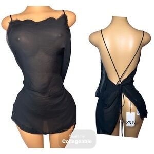 Zara Black Sheer Backless Top